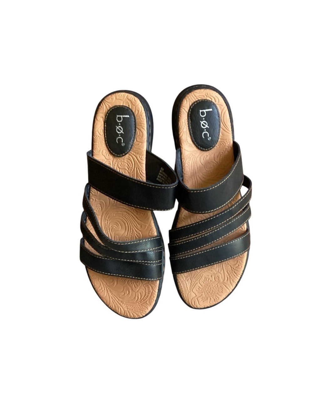 B.O.C. Black Multi -Strap Slide Flat Sandals size 8